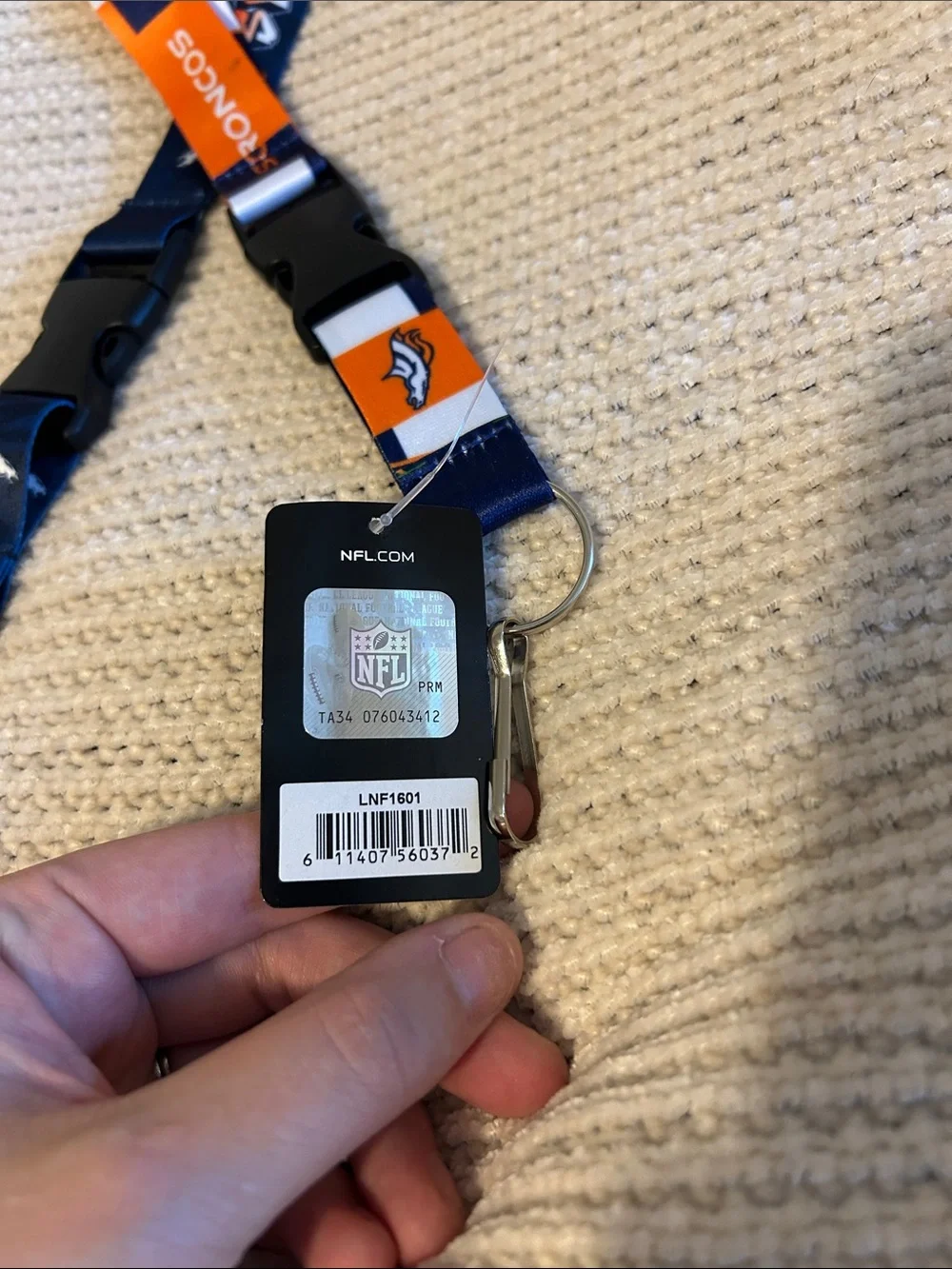 NFL Denver Broncos Navy and Orange Dual Lanyard with Badge Clip